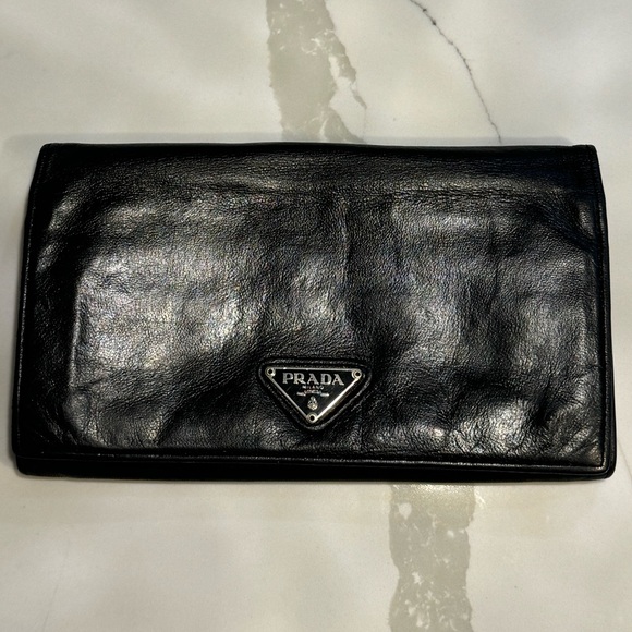 PRADA Vintage Soft Leather Black Snap Long Wallet - Picture 3 of 17
